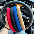 2025 Winter NEW Car Steering Wheel Cover Gearshift Handbrake Cover Protector Decoration Warm Super Thick Plush Auto Accessories CM World