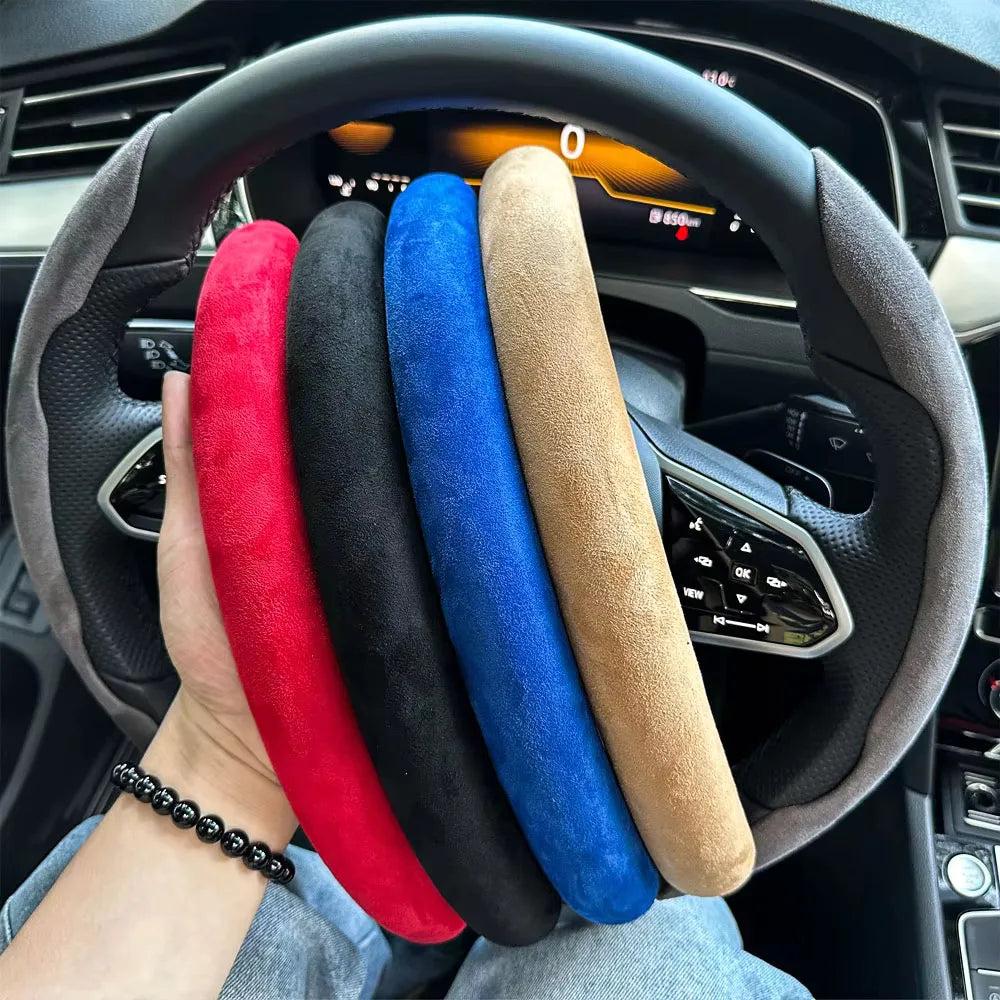 2025 Winter NEW Car Steering Wheel Cover Gearshift Handbrake Cover Protector Decoration Warm Super Thick Plush Auto Accessories CM World