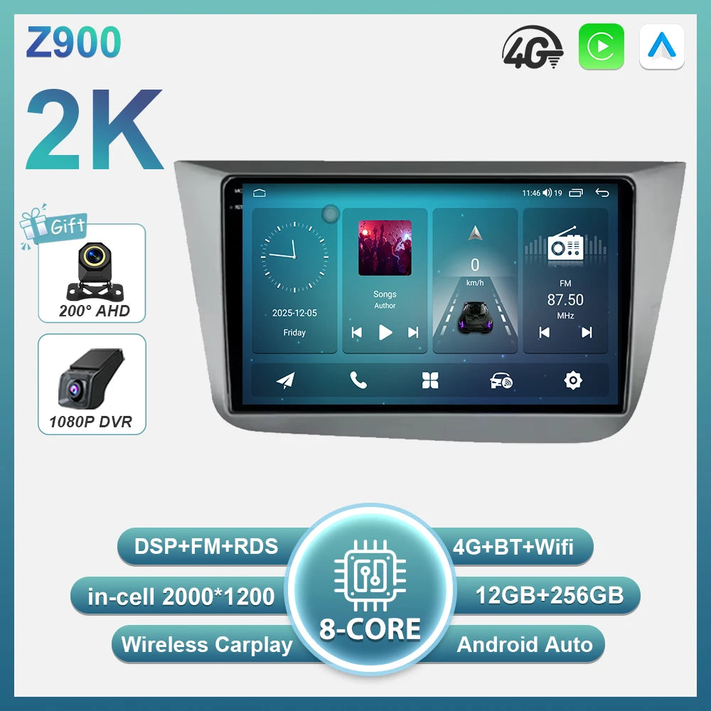 Android 16 Car Radio Autoradio For Seat Altea XL Toledo 2004-2015 Multimedia Player GPS Navigation Wireless Carplay Auto WIFI BT