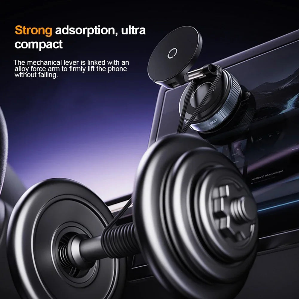 Vacuum Adsorption Magnetic Phone Holder 360 Degree Rotating 15W Wireless Charger Desktop Windshield Sucker GPS Navigation Stand CM World