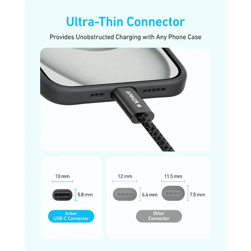 Anker Zolo 240W Anti-Dust Woven USB-C Cable Fast Charging Data Transfer Wire for iPhone MacBook Huawei Android Phones Laptops