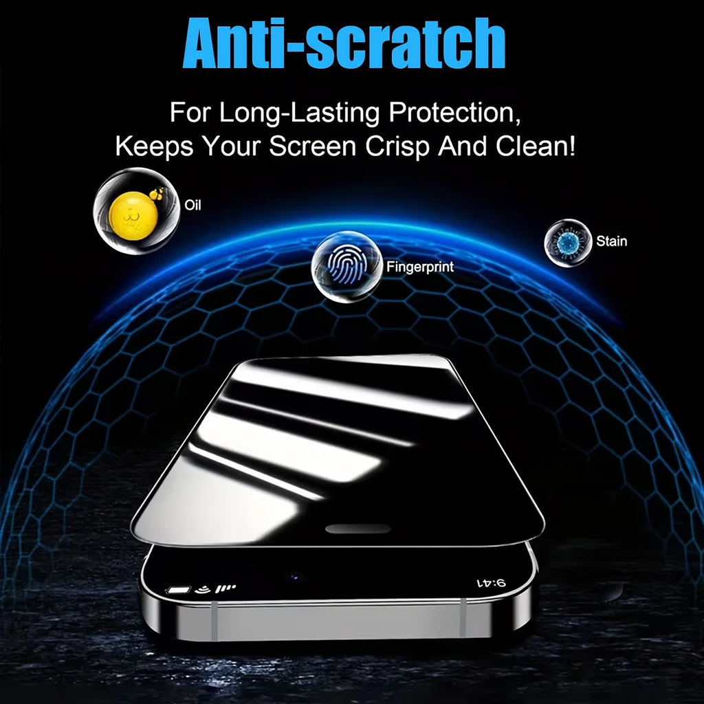 4pcs 360° Anti-Spy Tempered Glass Screen Protector, for Iphone 13/14/15/16/17 Series, Anti-Fingerprint, Anti-Scratch