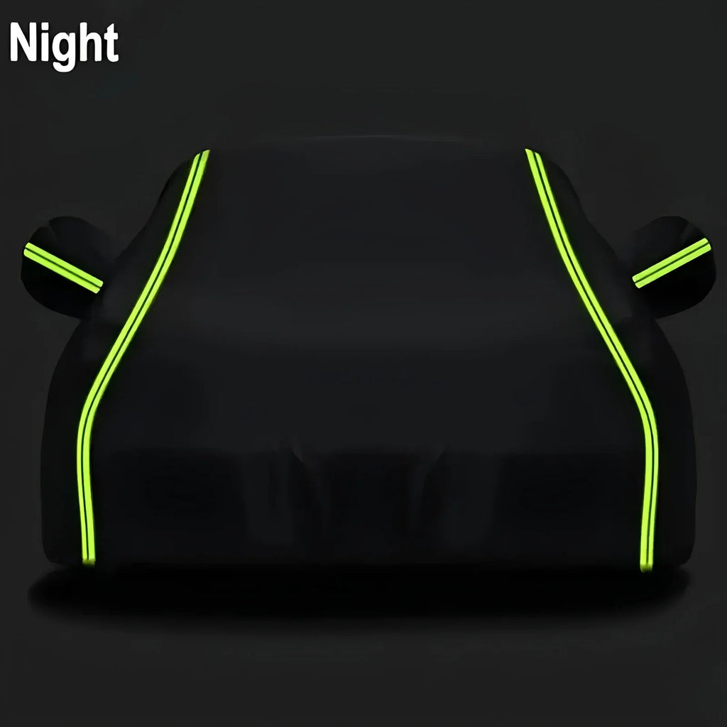 Universal Car Covers With Reflective Strip Fit For Audi Mercedes Benz Volkswagen Mazda And So On Black Car Cover Dust-proof Snow Car Mobile World