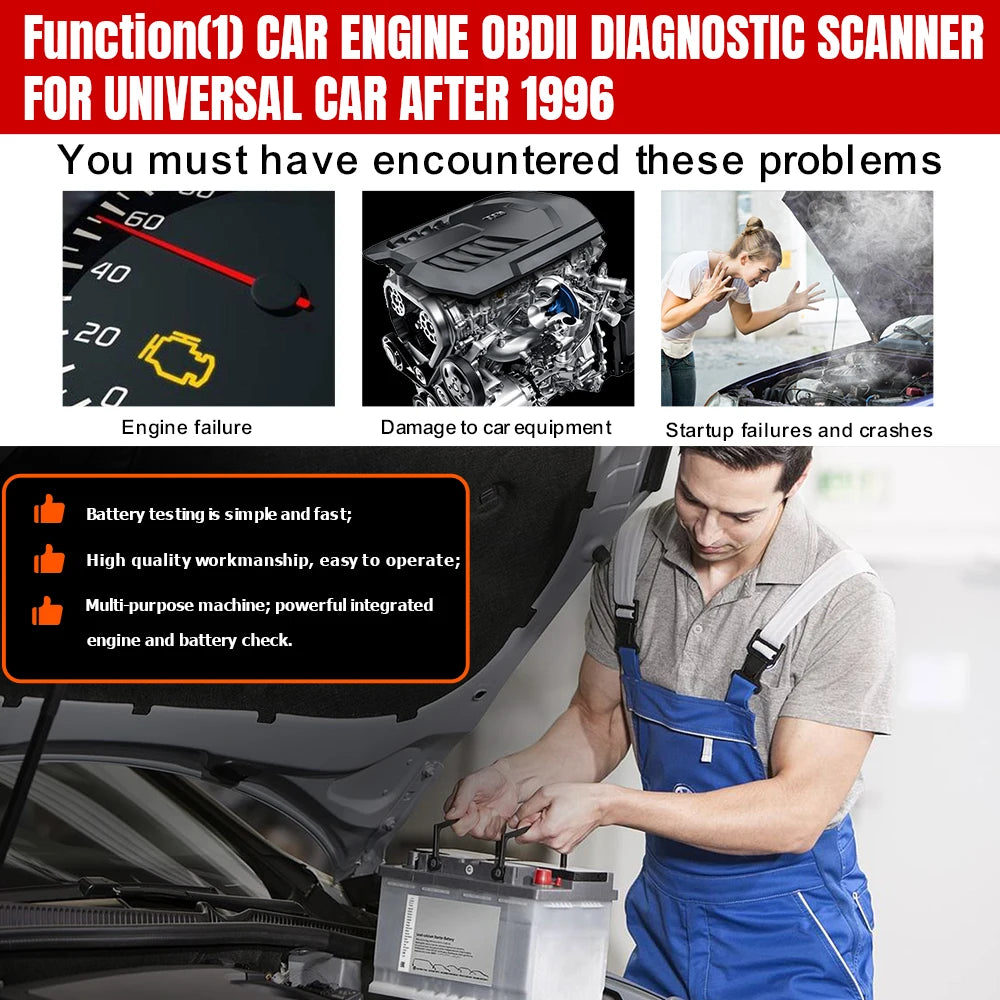 2026 KONNWEI KW870 Car Moto Battery Tester 6V 12V OBD2 Professional Diagnostics Tool Scanner Cranking Charging Test Tools 2 In1