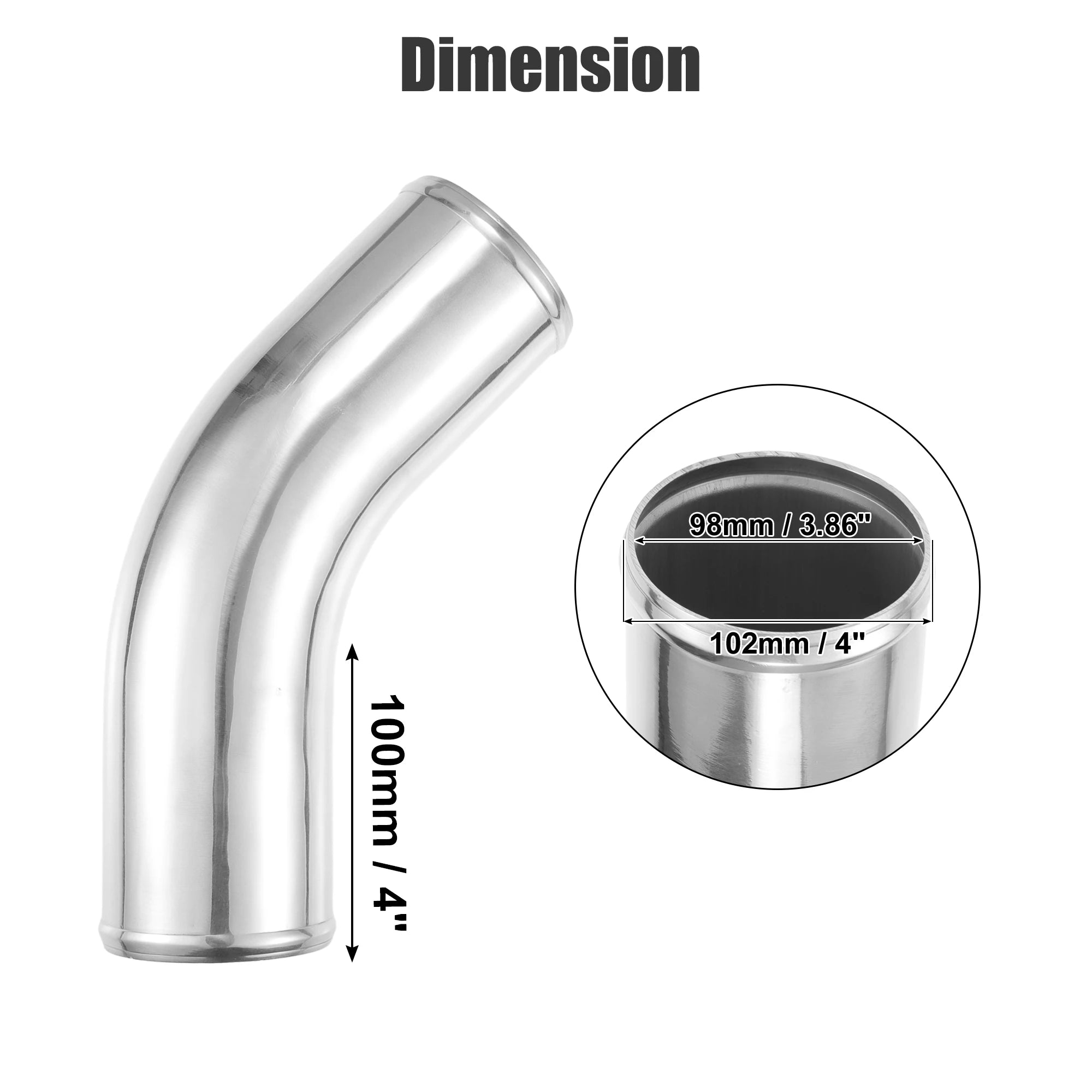 UXCELL 45 Degree OD 32-102mm Leg Length 100mm Car Aluminum Alloy Tube Intercooler Bend Elbow Pipe Air Intake Joiners Tubing CM World