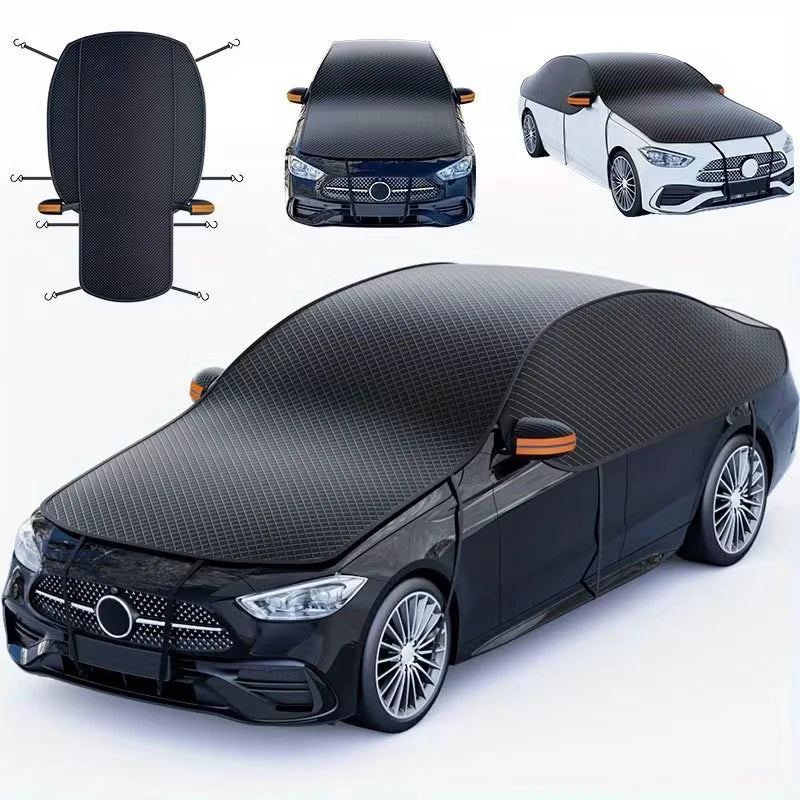 Car Half Cover Windshield Snow Cover Anti-UV Sun Shade Waterproof Dustproof Frost Guard Winter Summer Universal Protection Car Mobile World