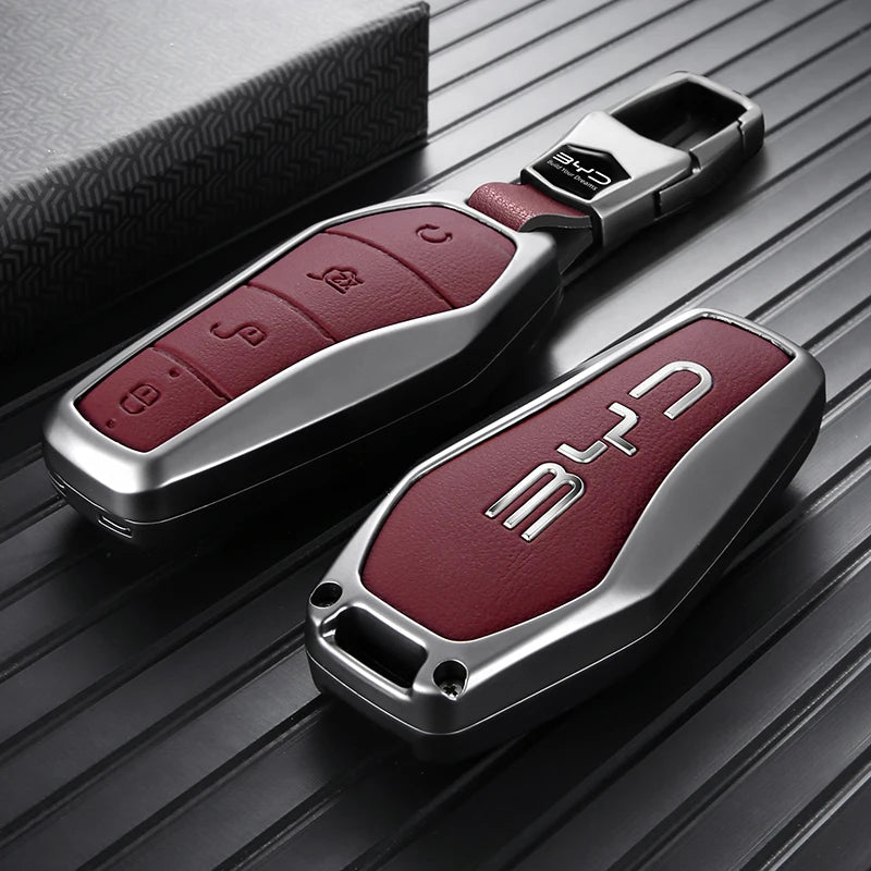 Stylish Zinc Alloy Key Case For BYD Atto 3 Han Tang Song Yuan Smart Car Remote Key Cover Shell Anti‑Scratch Keychain