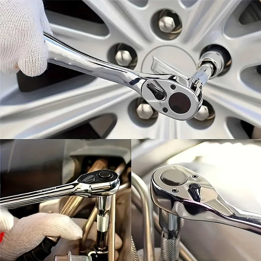 72Drive Socket Set 1/4"-3/8"-1/2", Ratchet Wrench Sockets Compact Sockets for Car Repair Mechanic Tool for Auto Repair