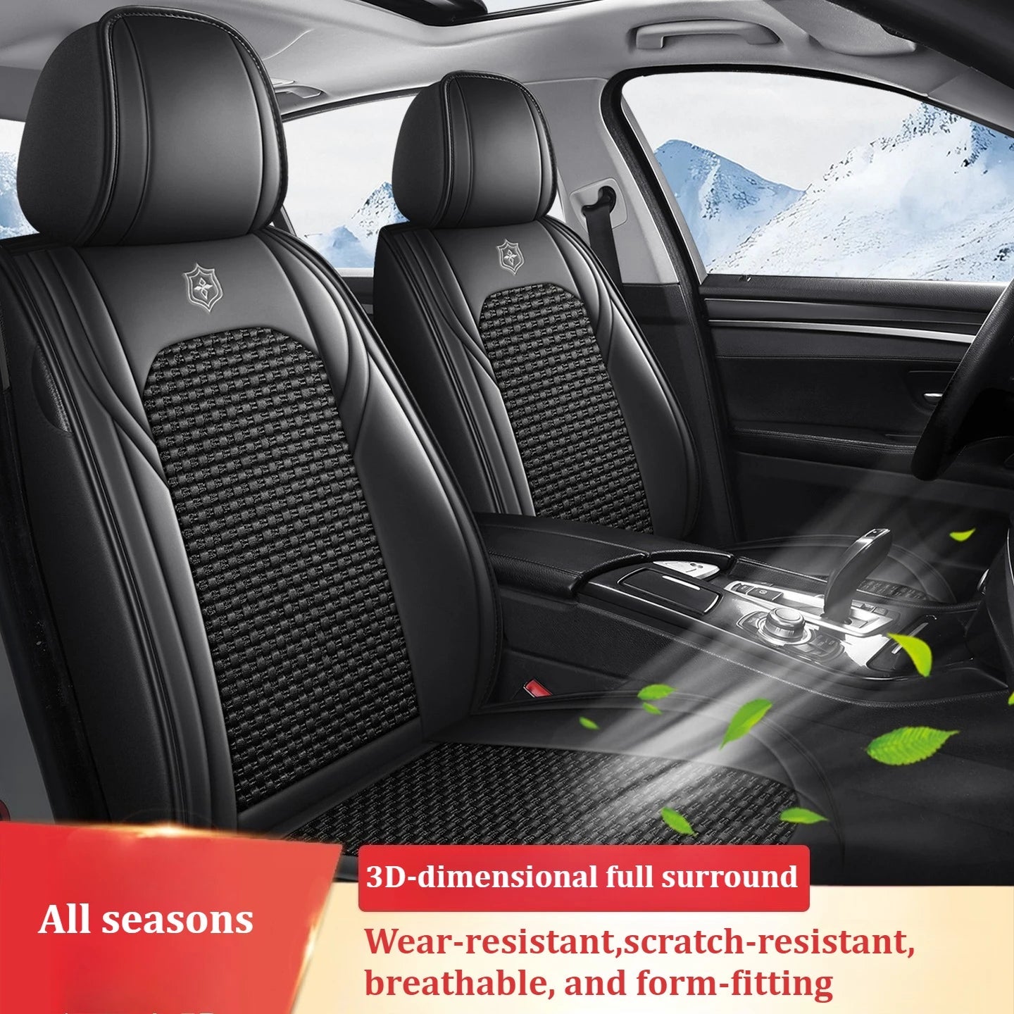 Premium 5 Seat Car Seat Covers PU Leather Ice Silk Fabric Full Coverage Split Headrest Non Slip Durable Universal Fit 95% Cars CM World