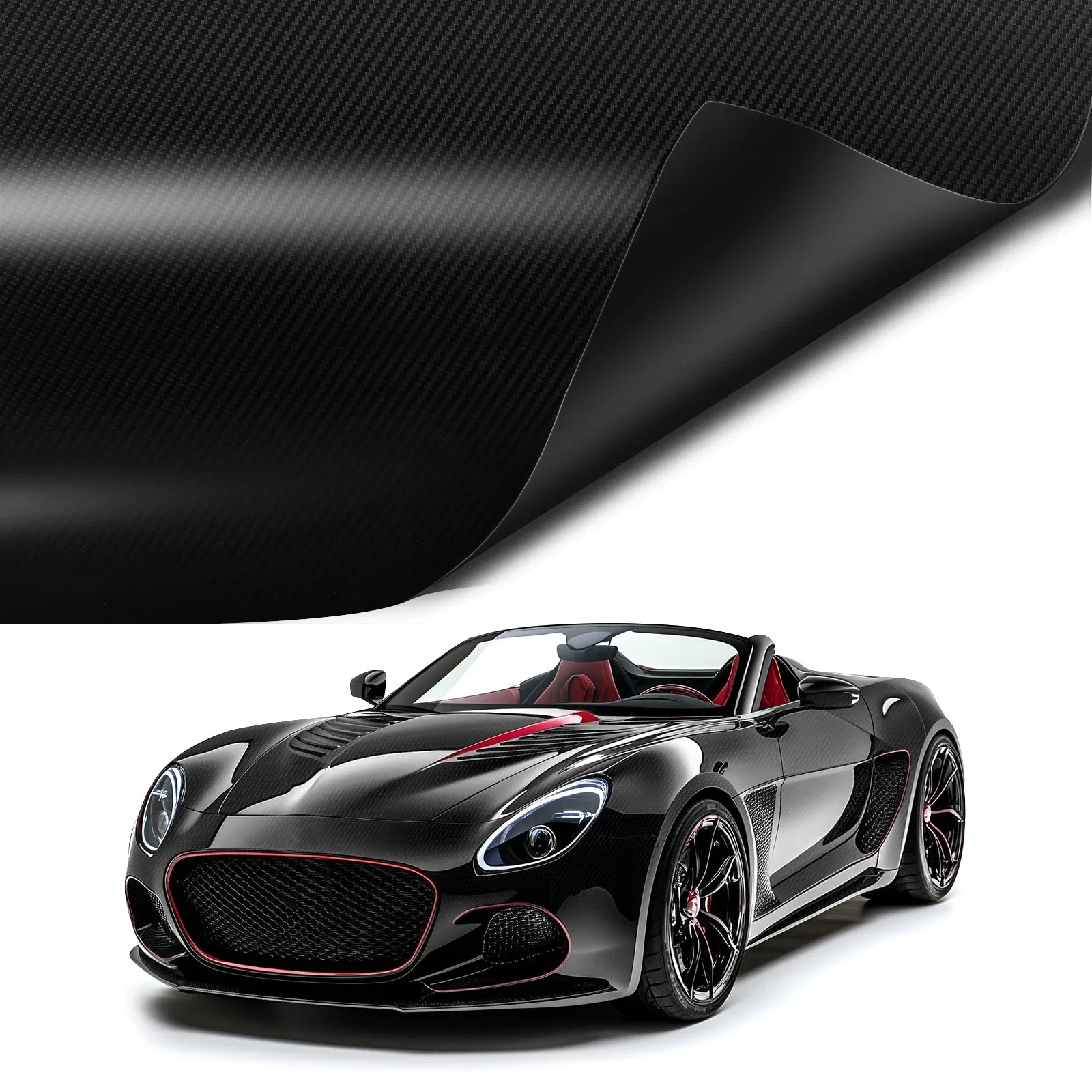 20X5FT High Glossy Black Carbon Fiber Car Wrap Vinyl Film Self Adhesive Auto Decal Bubble Car Body Film Vinyl Wrap Decals Car Mobile World