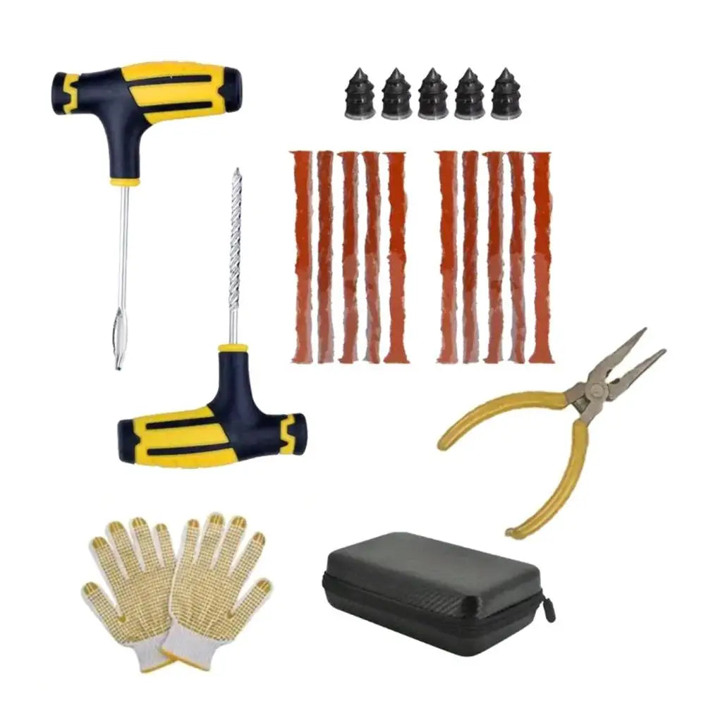 Car Tire Repair Tools Puncture Plug Tool Tire Puncture Emergency Treatment Outdoor General Tire Patch Stirring Glue Tool Set
