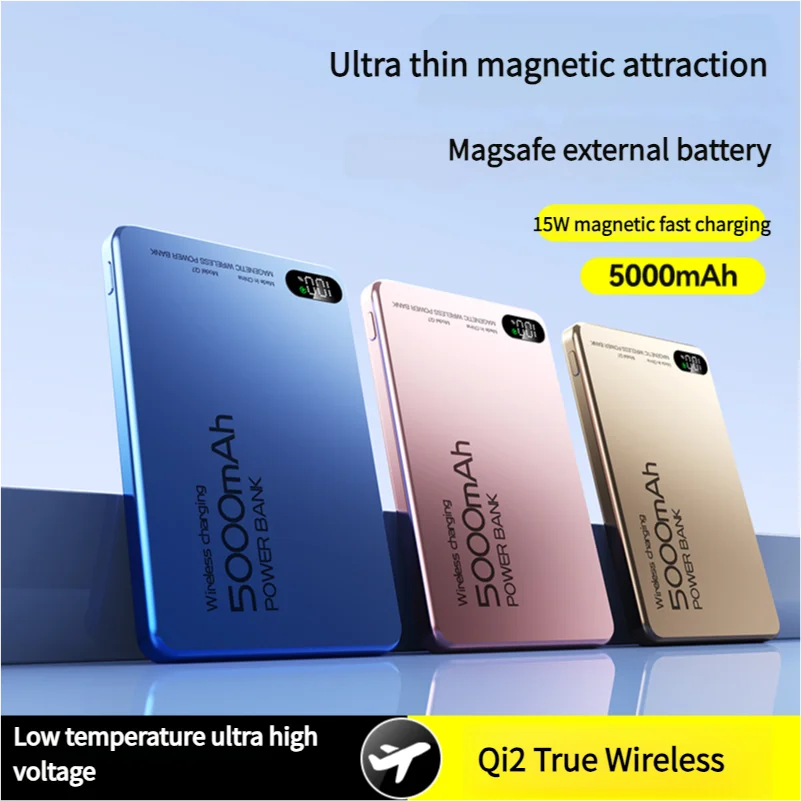 New Qi Original Alloy Powerbank Backup Battery For iPhone 16 15 14 13 12 Wireless Fast Charger Magnetic Power Bank For Magsafe