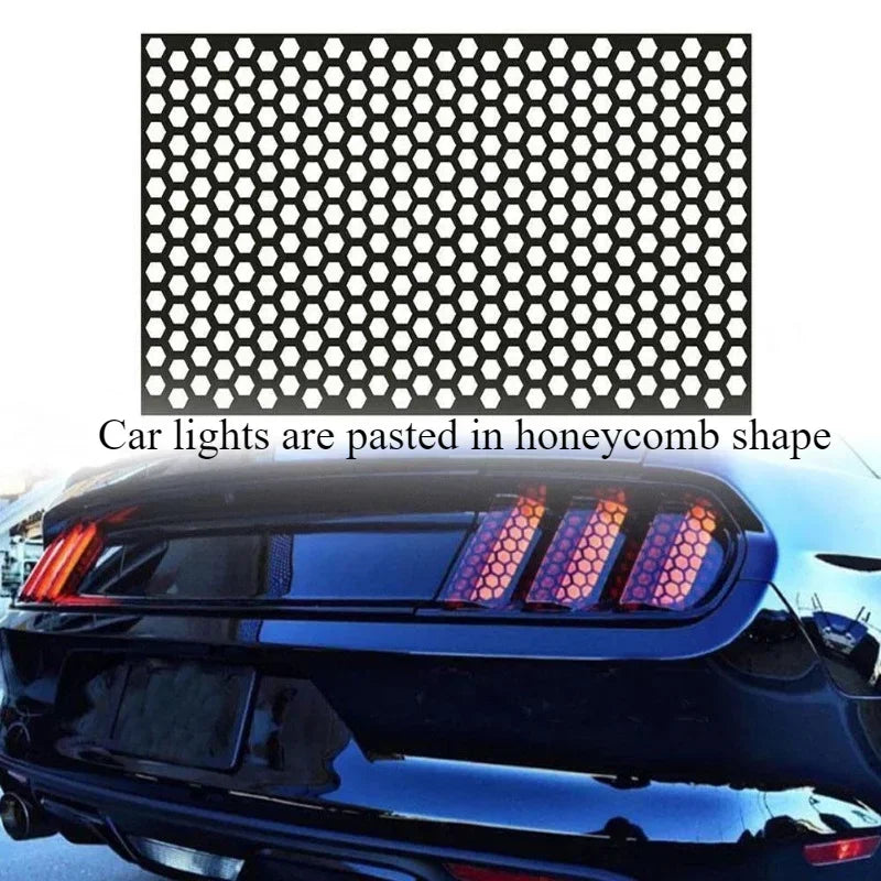 Car Honeycomb Stickers Car Stylish Tail Lights DIY Hollow Protector Decals Auto Rear Lamp Decoration Wrap Film Sticker Car Mobile World