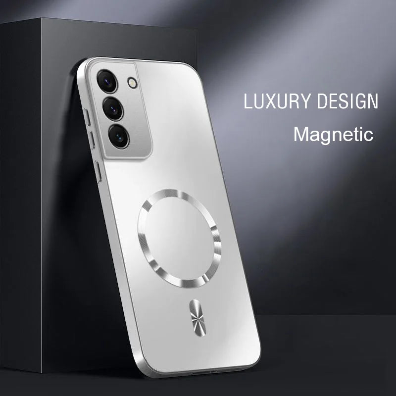 AG Magnetic Matte Silicone Case For Samsung S26 S25 Edge S24 S23 S22 S21 FE Ultra Plus Wireless Charging Shockproof Hard Bumper