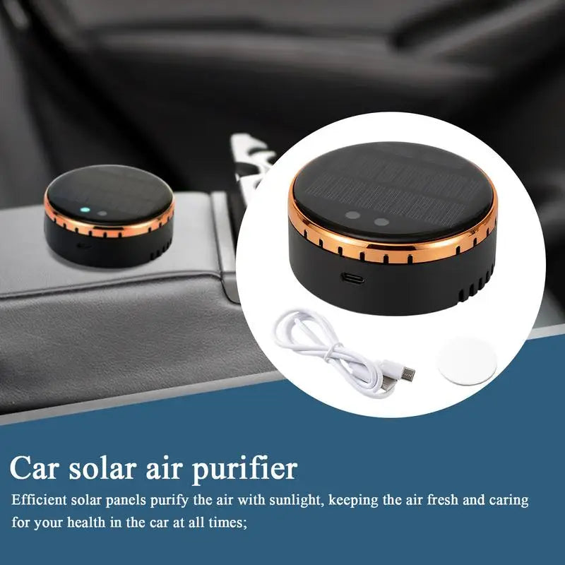 Solar Air Purifier Car Deodorizer Odor Eliminator Pads Smart USB Auto Air Freshener Silent Purification Remove PM2.5/TVOC CM World