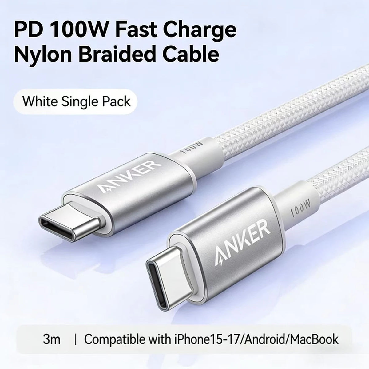 ANKER Applicable to Apple 17/16/15 Pro Max Charging Cable Dual Type-C Data Cable 100W /140W Super Fast Charging Line
