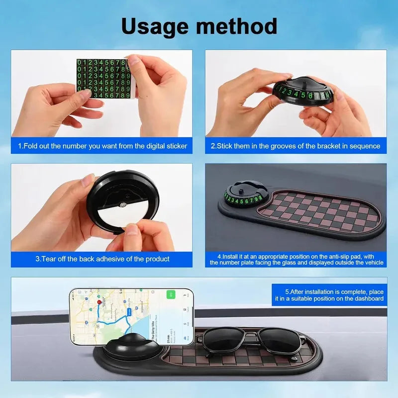 2-in-1 Anti-Slip Dashboard Mat with Phone Holder, 360 Degree Rotation, Phone Holder for Car CM World
