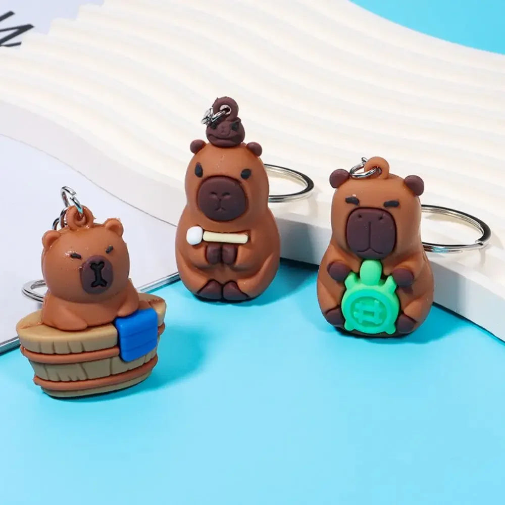 Creative Cute Capybara Keychains For Car Keychain Anime Cartoon Capibala Pendant  Women Doll Keyring Charm Holiday Gifts Jewelry CM World