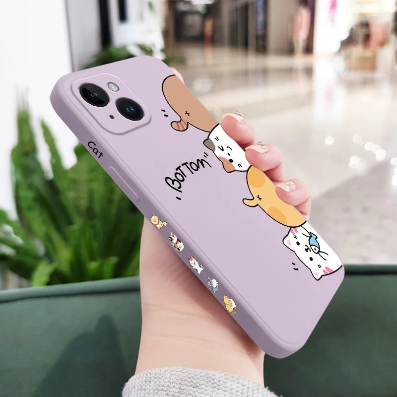 Cat Litter Phone Case For iPhone 17 17 Air 16 16e 15 14 13 12 11 Plus Pro Max Mini X XR XS Plus Liquid Silicone Cover Car Mobile World