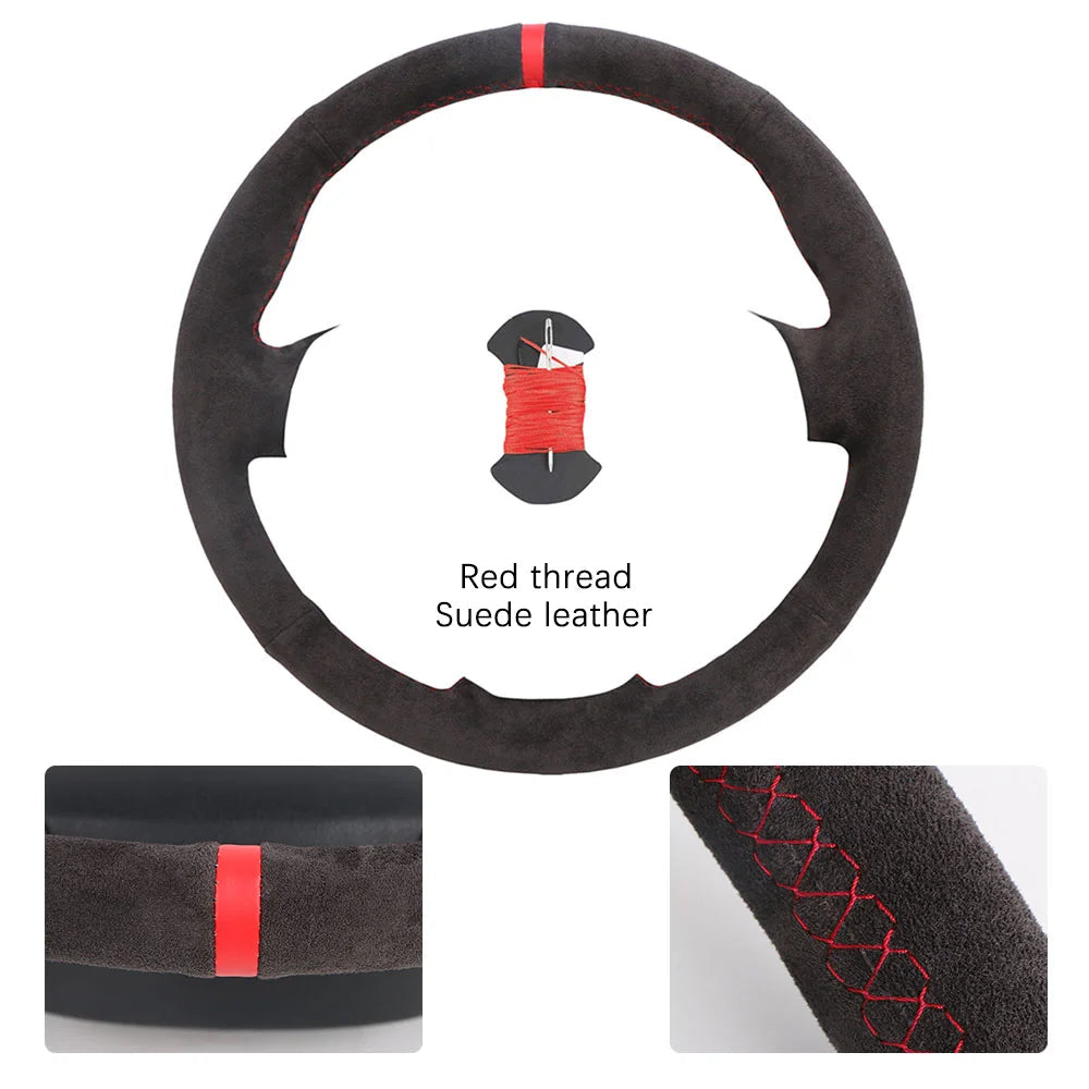 OEM Style For Suzuki Grand Vitara 2007 2008 2009 2010 2011 - 2013 Microfiber Leather Car Steering Wheel Cover Auto Accessories CM World