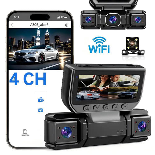 4Camera 360 Degrees Car DVR 1080P Video Recorder WiFi APP DashCam 4Channel Front Left Right Rear View Camera 24H Parking Monitor Car Mobile World