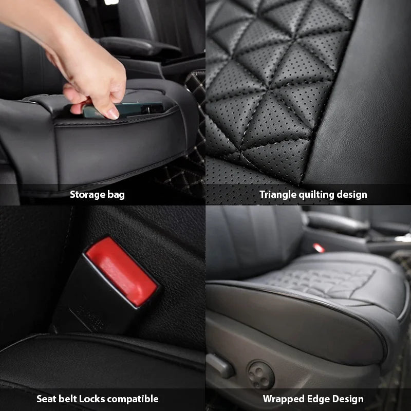 1PC Diamond-Quilted Premium PU Leather Car Seat Cover Non-Slip Breathable Universal Fit for Sedans SUVs Trucks - Seat Pad CM World