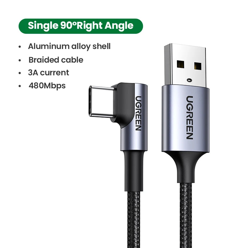 UGREEN 3A USB C Type C Cable for iPhone 18/17/16/15 Xiaomi Poco Samsung 18W Charging Wire USB2.0 Data Cord Carplay QC3.0 0.25-3M