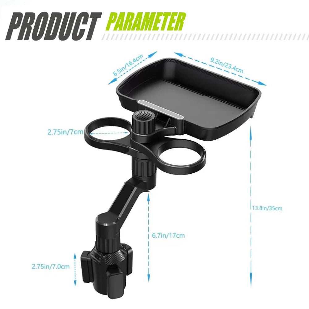 Multifunctional Vehicle Drink Cup Base with Food Tray Cell Phone Holder Adjustable Base Car Upholstery Accessories CM World
