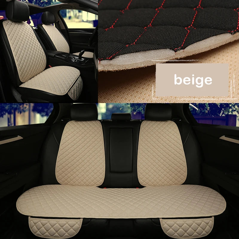 Universal Car Seat Cover Protector Linen Front Rear Back Flax Summer Cushion Pad Mat Sedan Suv Pick-up Car Interior Accessories CM World