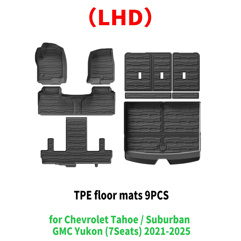 for Chevrolet Tahoe / Suburban / GMC Yukon 7Seats 2021-2025 TPE Car Floor Mats Waterproof Non-Slip Easy Clean Accessories