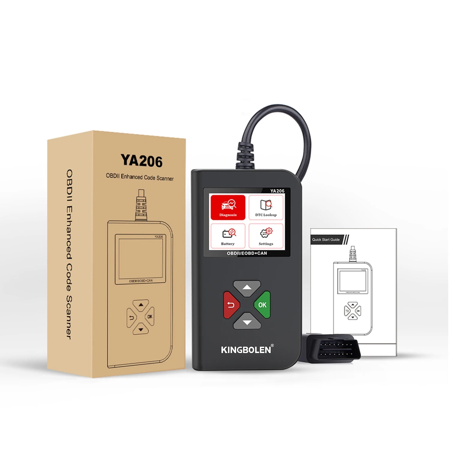KINGBOLEN YA206 Car OBD2 Fault Reader Scanner Car Mobile World