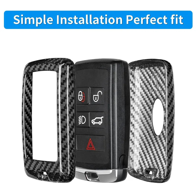 Key Fob Cover for Range Rover with Key chain Carbon Fiber Key Case for Land Rover Defender 10S HSE Sport Dsicovery HSE Velar CM World