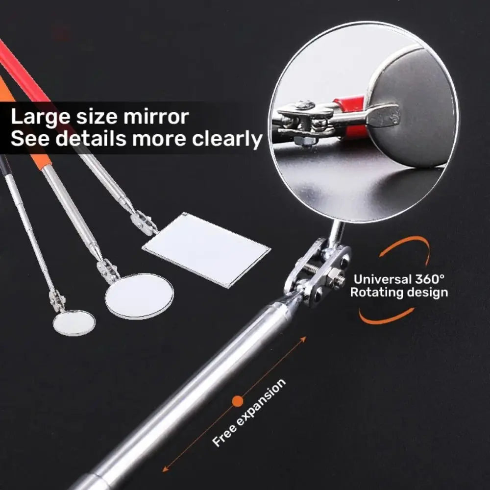 Clear Extendible Inspection Rotatable Mirror Square Stainless Steel Retractable Mirror Round Angle Telescopic Mirror Automotive CM World