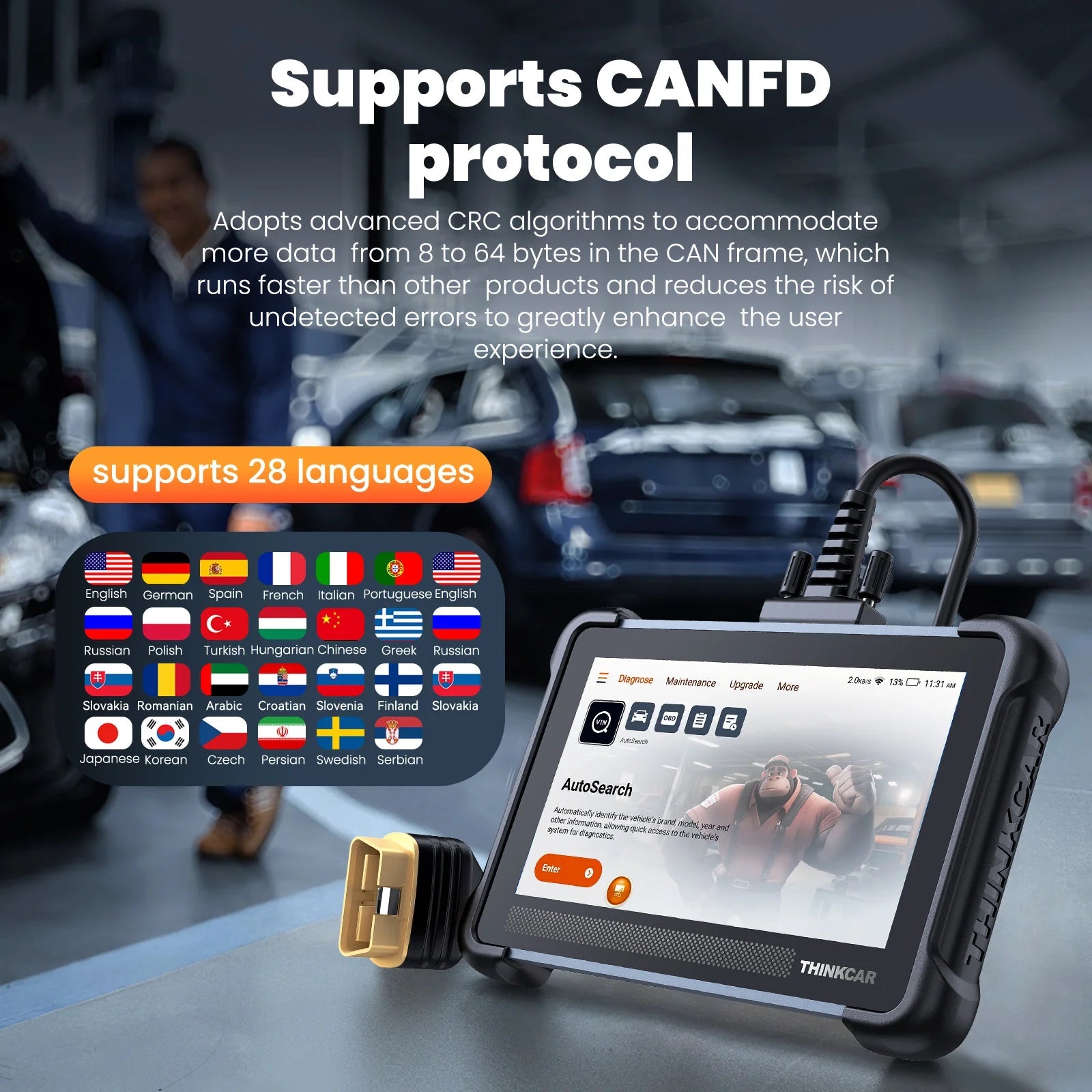 THINKCAR THINKSCAN 672 OBD2 Scanner CAN FD OBD2 Tool Bi-directional Control Full System Diagnosis 28 Resets Free for Life Car Mobile World