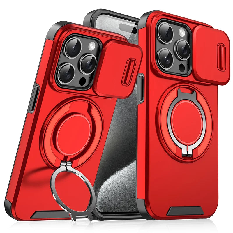 360°Rotating Hidden Metal Ring Car Holder Soft TPU+Hard PC Bumper Phone Case For IPhone 15 Pro Max 13 12 11 14 16 Pro Max Plus Car Mobile World