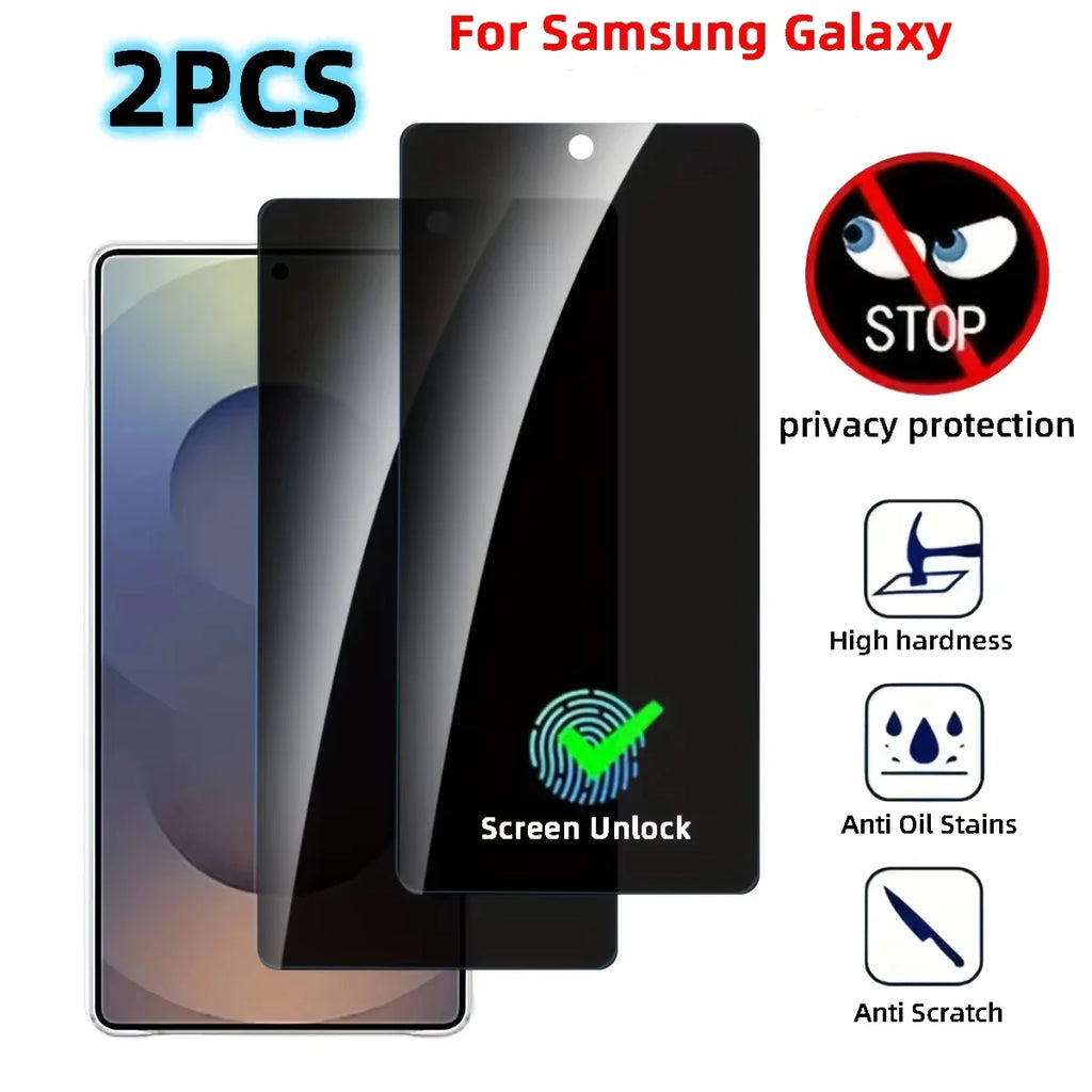 1-2PCS Fingerprint Unlock Anti Spy Tempered Glass Screen Protector For Samsung S26 Ultra S25 S24 Plus S23 S22 FE S26+ S26U Glass