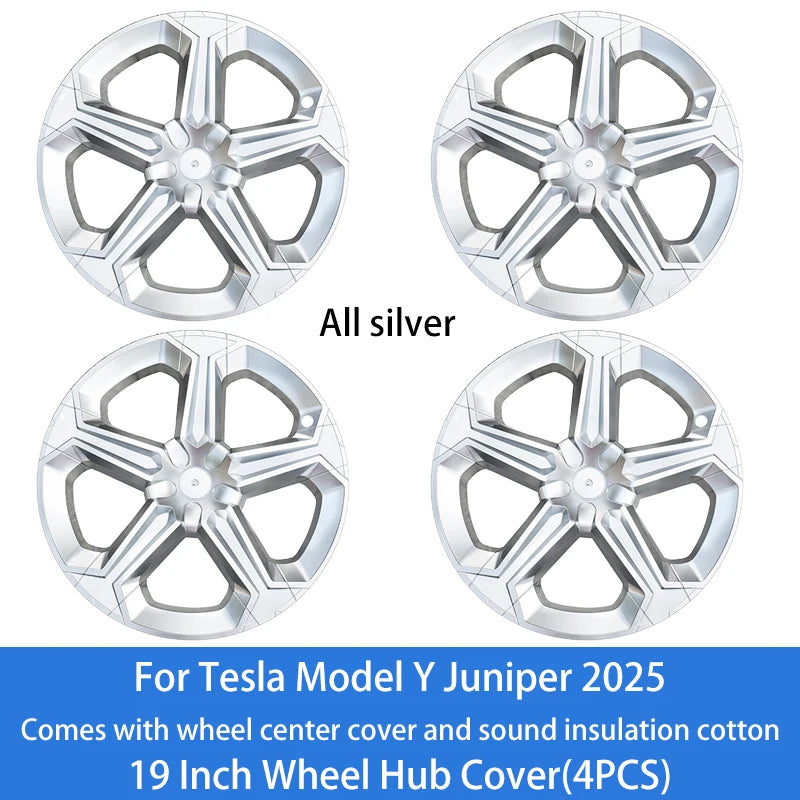 For Tesla Model Y Juniper 2025+ 4PCS Hub Cap Car Replacement Wheel Cap 19 Inch Performance Automobile Hubcap Cover Accessories CM World