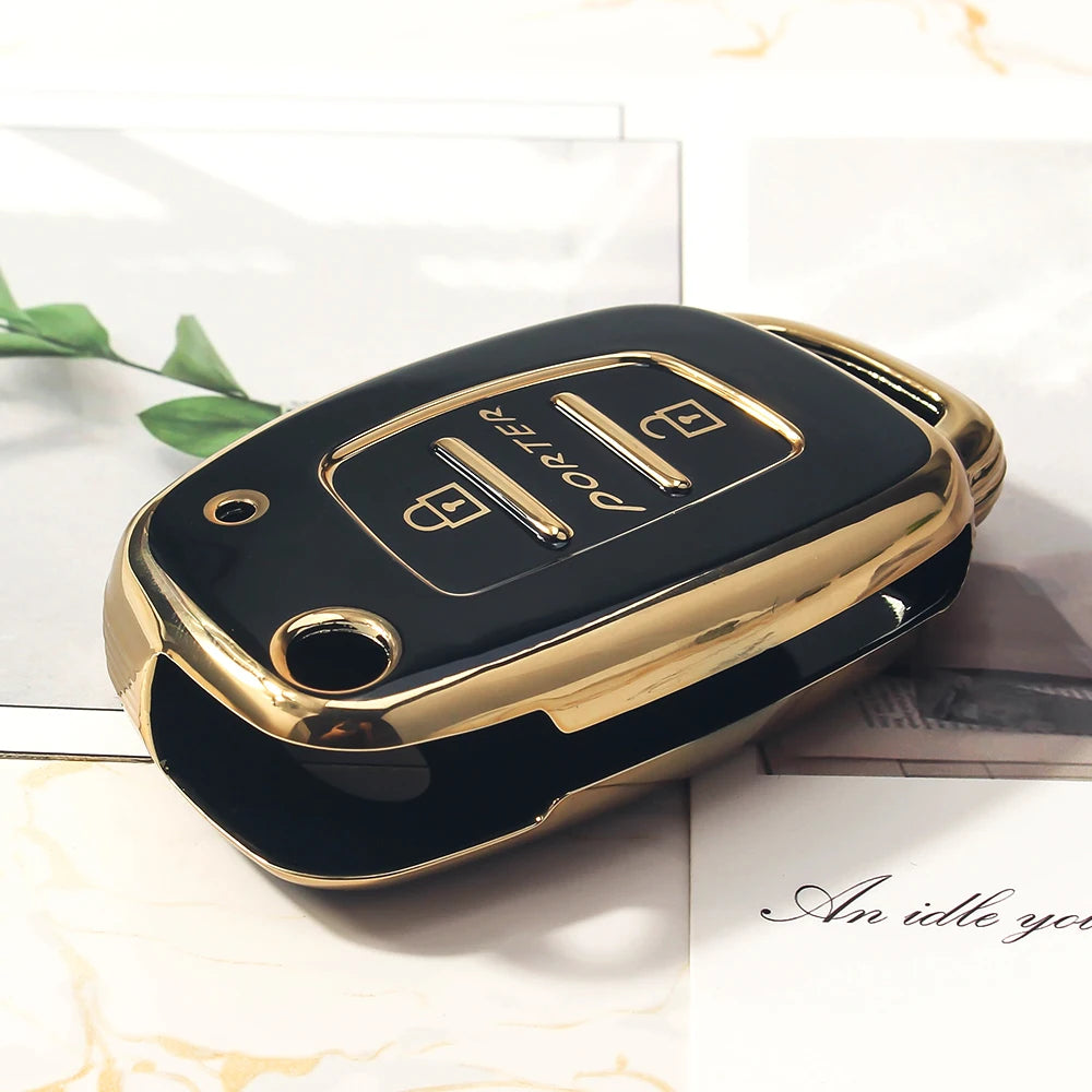 KEYYOU for Hyundai Porter Car Accessories Flip Folding Car Key Control Holder Keychain 3 Bottons TPU Car Key Fob Case Cover