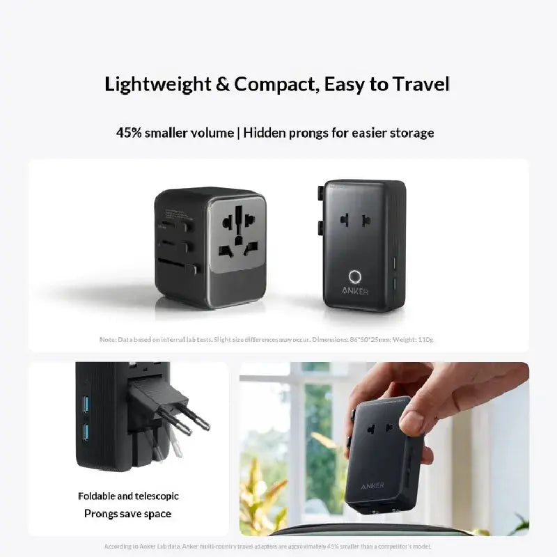ANKER A9215 Multi-Country Charger Adapter Multi-Function Power Adapter Portable Mobile Phone US/AU/EU/UK Convenient Charger Gift Car Mobile World