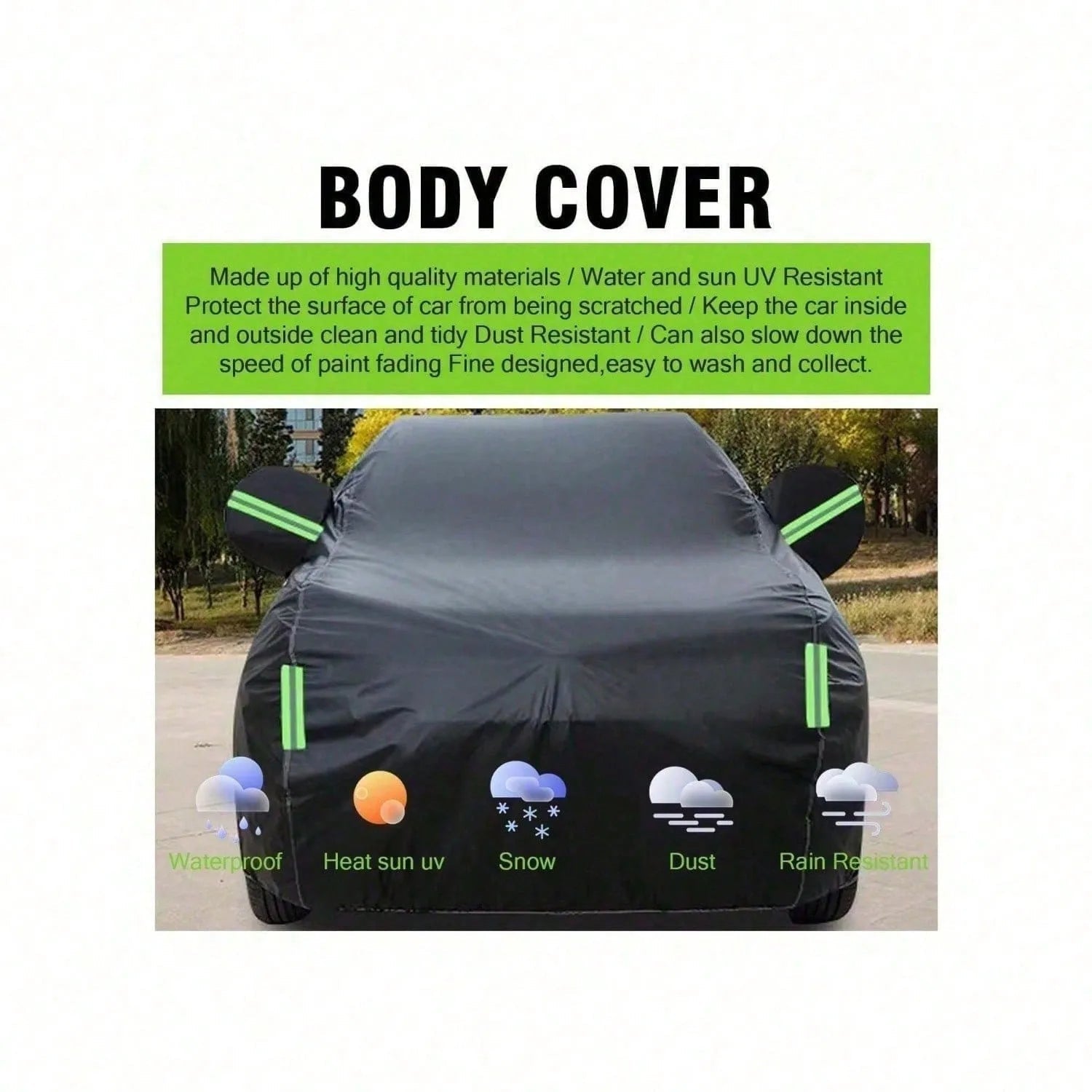 SUV Car Cover All-Weather Shield | Snow/Sun/UV/Dust Proof With Reflective Strips & Wind Straps,Heavy Duty Outdoor Protection Car Mobile World