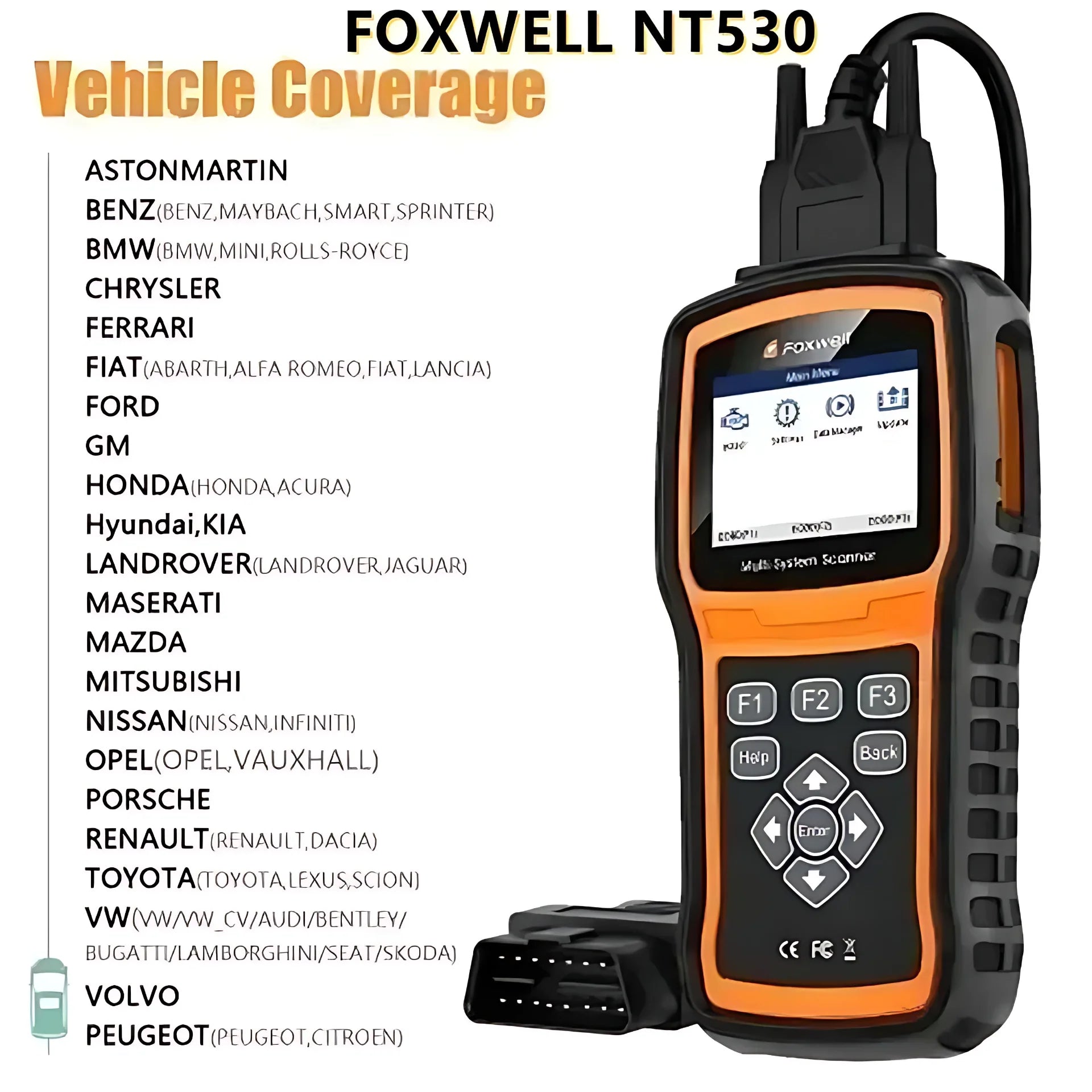Foxwell NT530 PLUS WIFI Multi-System Scanner Universal Auto Diagnostic Tool for Chrysler Nissan Porsche BMW Benz GM PK NT680 Car Mobile World