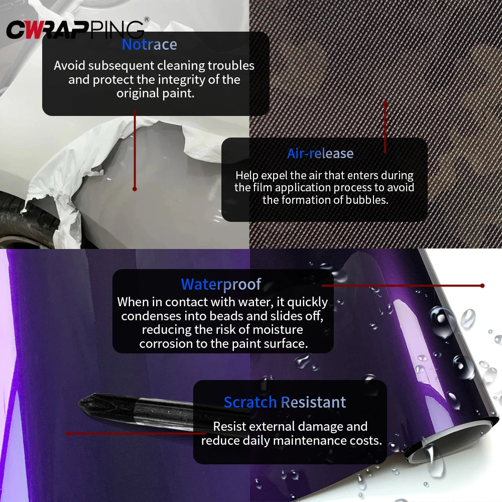 Wrap Foil Car Cover Ultra Glossy Purple Sticker for Car Accessories Waterproof PET Self-adhesive Automotive Vinyl Wrapping Film Car Mobile World