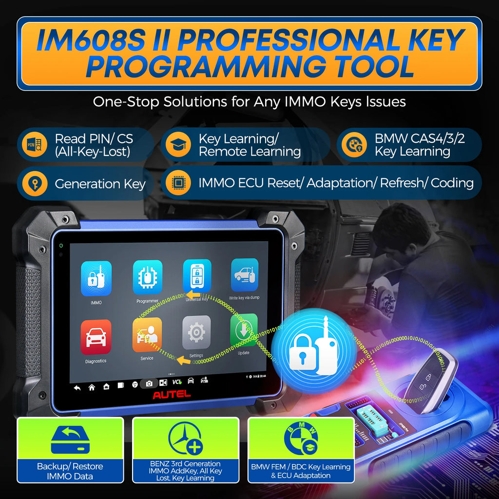 Autel MaxiIM IM608 II Pro IM608S II XP400PRO IMMO Key Programming Tool Car Diagnostic Tool OBD2 Scanner PK IM508 IM508S IM608Pro Car Mobile World