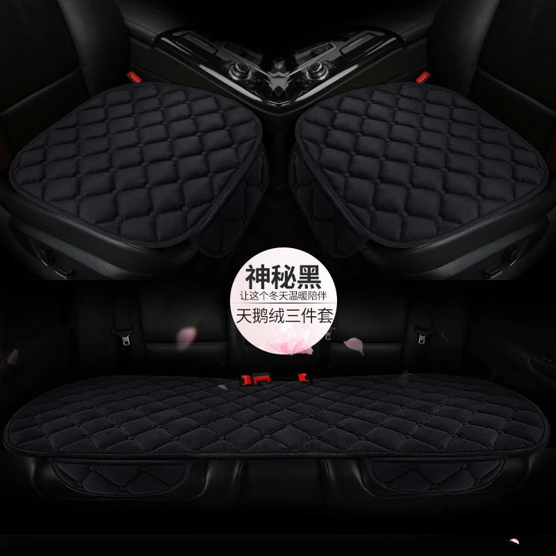 Thickened car seat cushion plush short plush anti slip warm seat cushion seat three piece set winter universal plush winter CM World