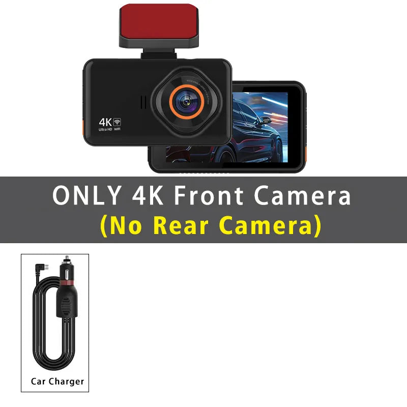 4K Dual Lens Dashcam With Rear 2.5K WiFi GPS And Rearview Camera WDR Night Vision 24H Parking Recording Car Video Recorder