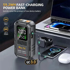 4-IN-1 Car Jump Starter with Air Compressor Peak 5000A Auto Battery Booster 180PSI Air Pump Portable Power Bank Tire Inflator
