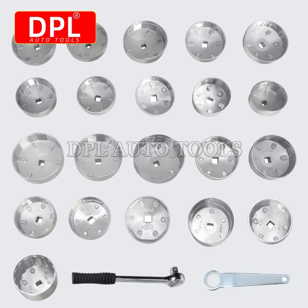 23 Pcs/Set Car Oil Filter Cap Removal Wrench Socket Set 1/2" 12.5mm Ratchet Spanner Car Hand With Case Auto Remover Tool CM World
