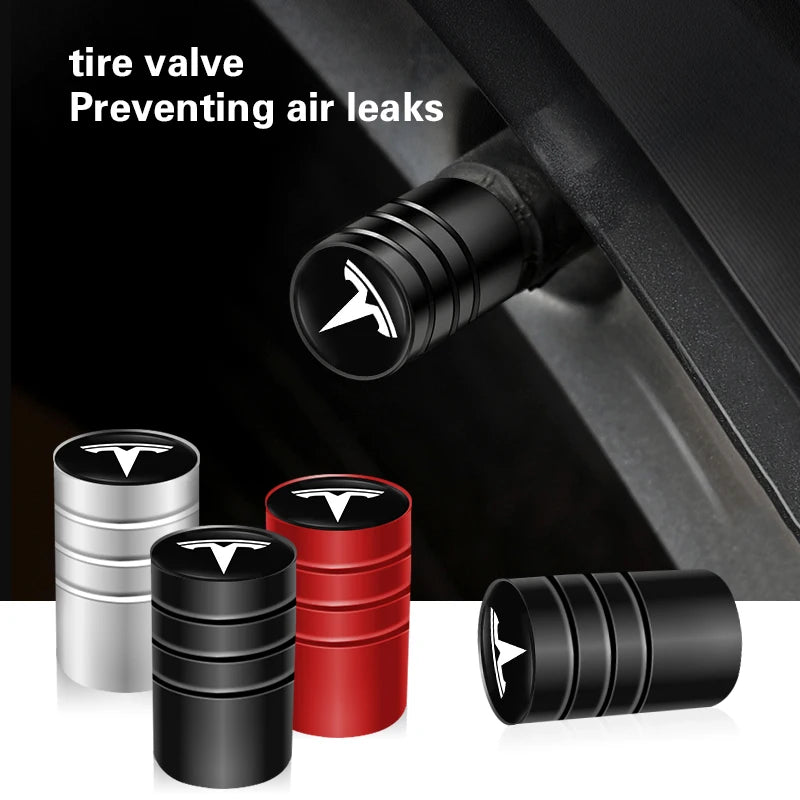 4Pcs Car 3D Metal Wheel Tire Valve Stem Caps For Tesla Model 3 Y S X Cybertruck Juguete Roadster Coil Bonina SpaceX sticker