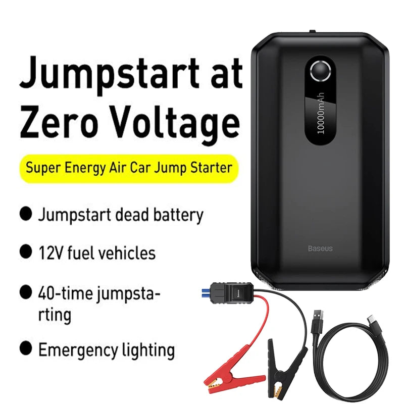 Baseus Car Jump Starter Starting Device 1000A Jumpstarter Auto Buster Emergency Booster 12V Car Jump Start Power Bank 10000mAh