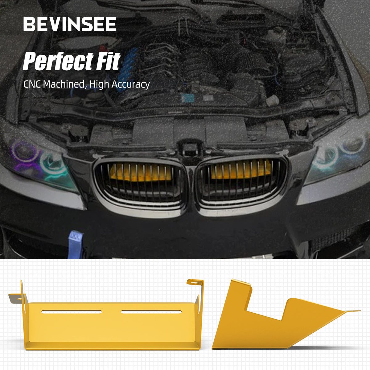 BEVINSEE Aluminum Air Intake Scoops for BMW E90 E92 E93 323i 325i 328i 330i 335i 335d 2007-2012, Car Accessories